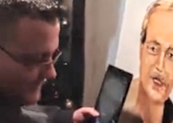 الفنان علي شحرور في فيديو الرسم المباشر ل ” بورتريه ” الكاتب يوسف رقة